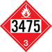 10.75" Square Truck Placard- "3475" Class 3 Ethanol And Gasoline