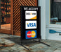 We Accept Discover, Visa, MasterCard- 28" x 44" .020 Styrene Insert